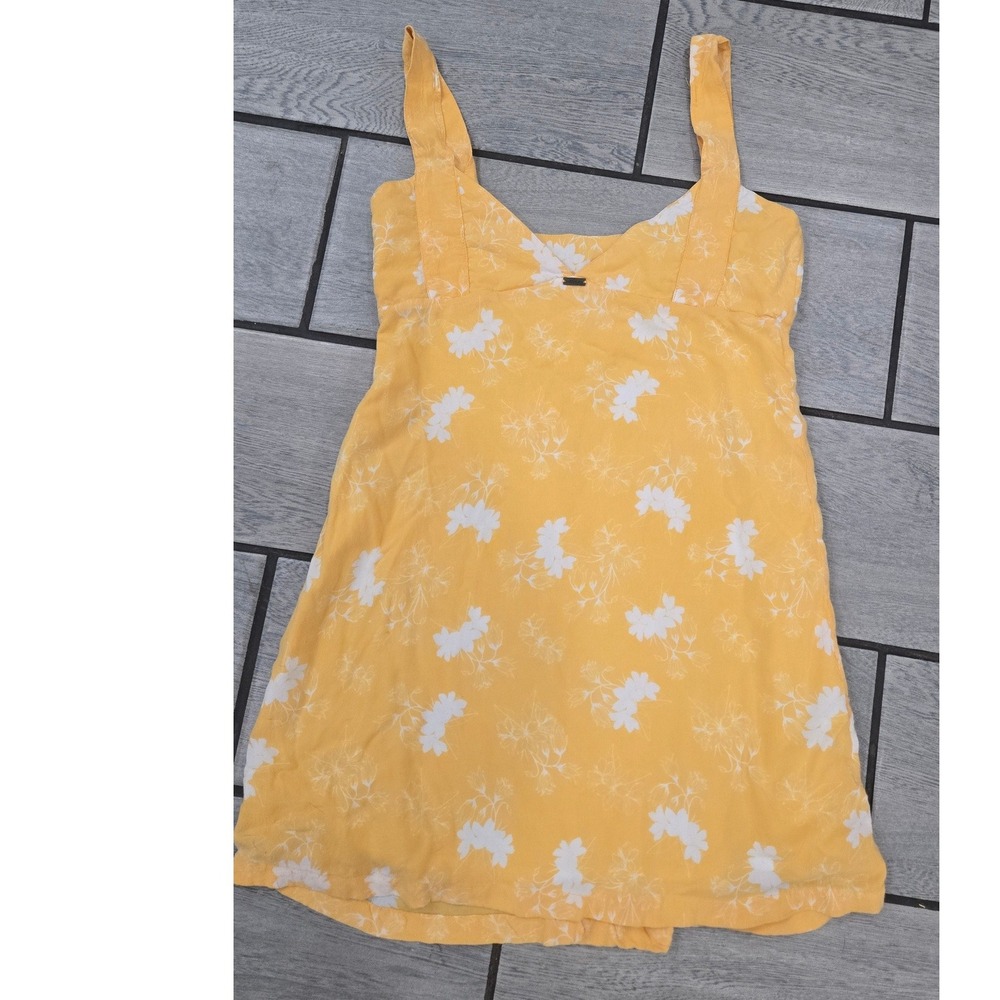 Saint Helena Yellow Floral Mini Dress Sleeveless Sweetheart Neck Size S